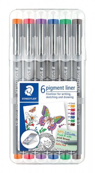 STAEDTLER Box mit 6 pigment liner Linienbreite ca. 0,5 mm