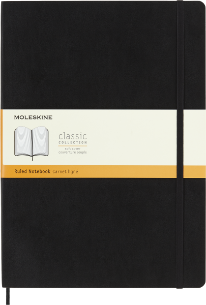 Moleskine Classic Notizbuch A4 Liniert, Soft Cover, Schwarz