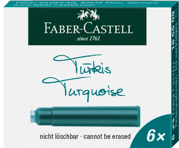 Faber-Castell Tintenpatronen, Standard, 6x türkis