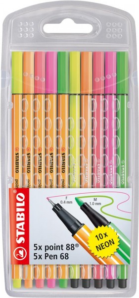 Fineliner STABILO point 88/Premium-Filzstift Pen 68 neon