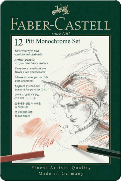 Faber-Castell Pitt Monochrome Set, 12er Metalletui