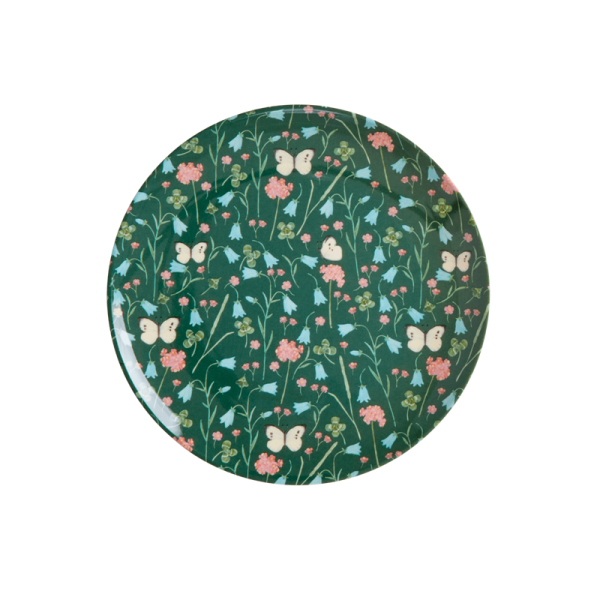 rice Melamin Teller grün mit Schmetterling Print - Ø 16,5 cm