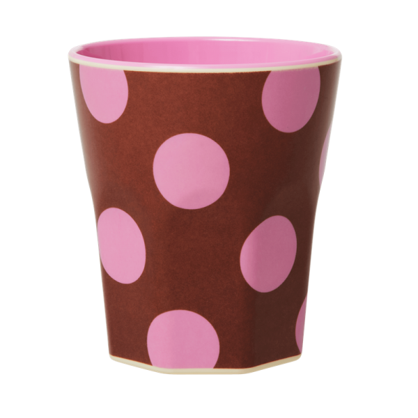 rice Melamin Becher braun mit soft pinkt Dots Tasse, Cup mit 300 ml
