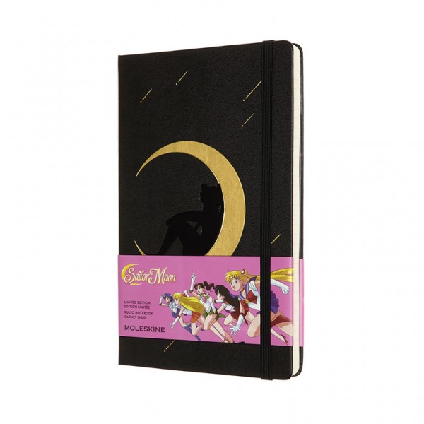 Moleskine Sailor Moon "Mond" Notizbuch A5 liniert - Limitierte Ausgabe, Schwarz