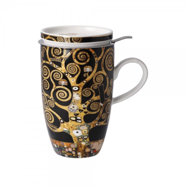 Goebel Teetasse mit Deckel und Sieb Gustav Klimt - Der Lebensbaum