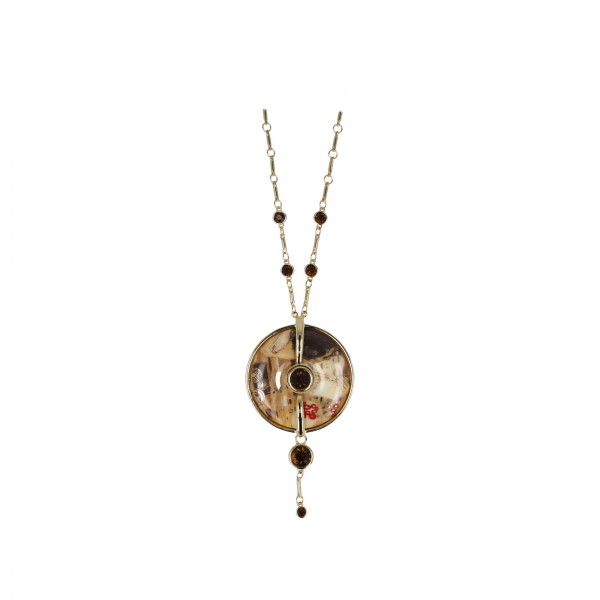 Goebel Halskette Gustav Klimt - "Der Kuss" mit Anhänger und Kristallen