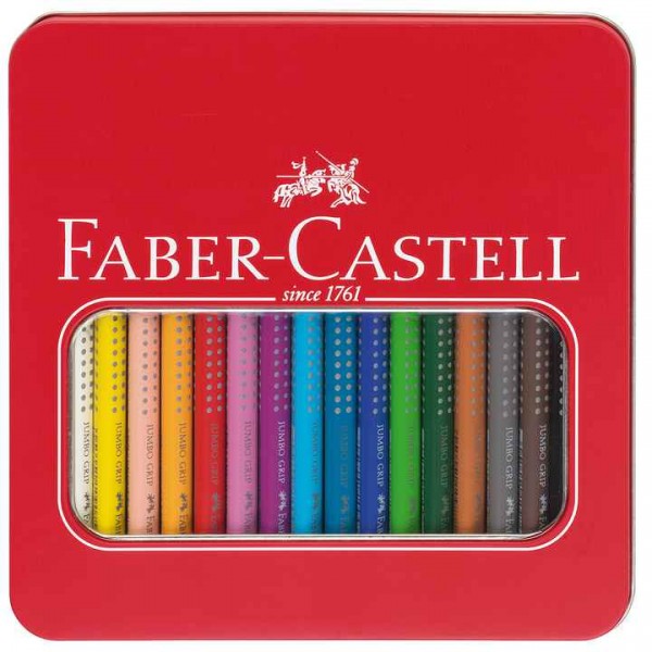 Faber Castell Buntstifte Jumbo GRIP im 16er Metalletui, wasservermalbar