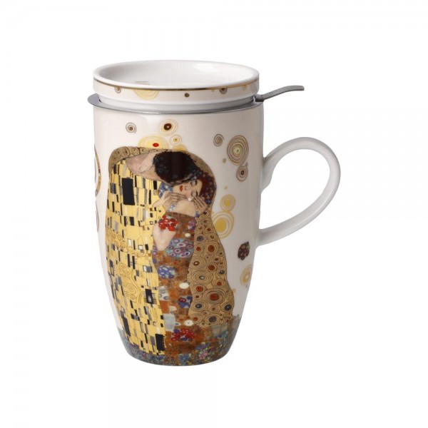 Goebel Teetasse mit Deckel und Sieb Gustav Klimt - Der Kuss