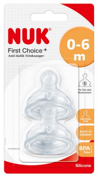 2 NUK First Choice Plus Silikon Anti Colic Trinksauger